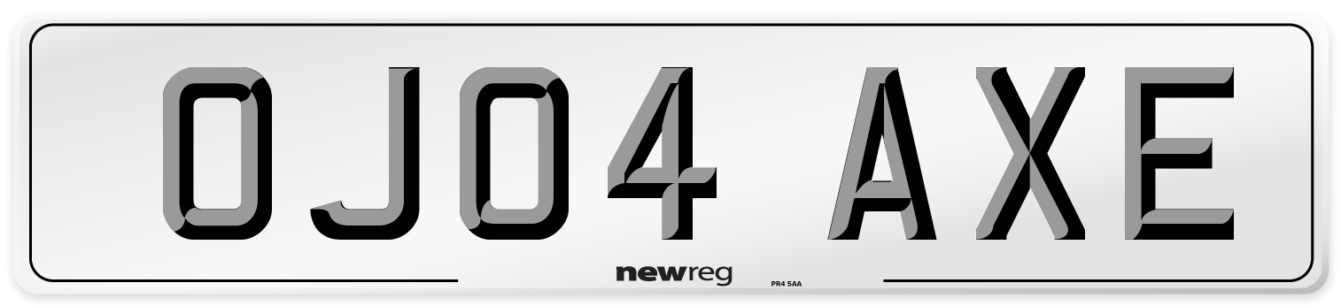 OJ04 AXE Number Plate from New Reg